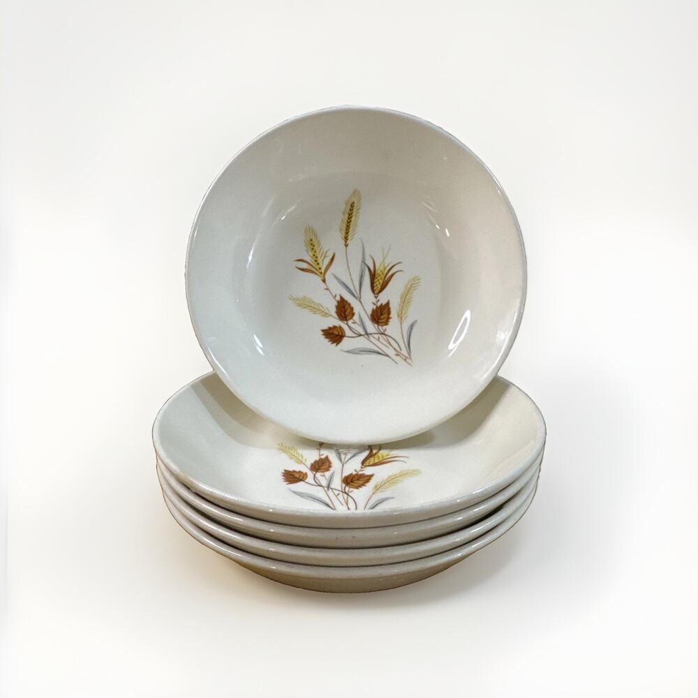 Vintage Taylor Smith & Taylor Autumn Harvest Set Of 5 Coupe Soup Bowl 6-5/8"